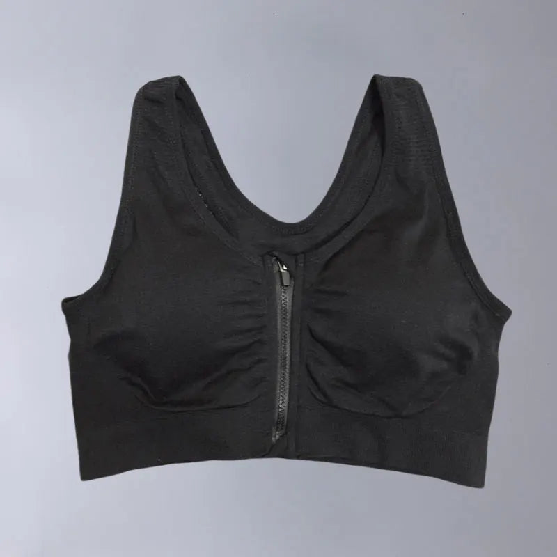 Sujetador deportivo con cremallera frontal para gimnasio, correr, entrenamiento, running