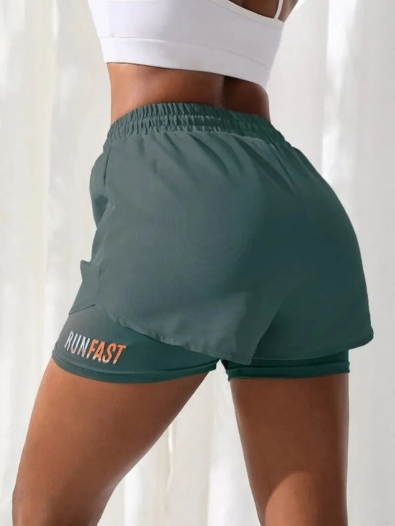 Shorts de tiro alto con control de proximidad elástico de dos piezas
