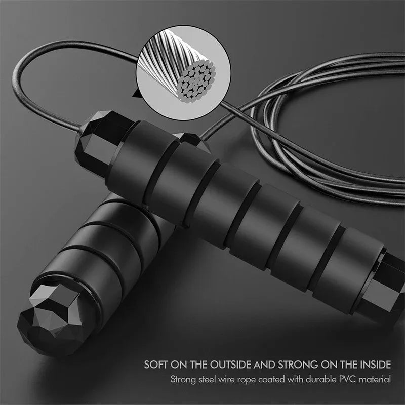 Cuerda para saltar con rodamientos de bolas, ajustable, con asas de espuma para entrenamientos en casa