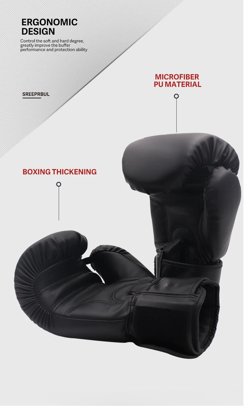 Guantes de boxeo transpirables, 6 oz, 8 oz, 10 oz, 12 oz, 14 oz, 16 oz, entrenamiento profesional