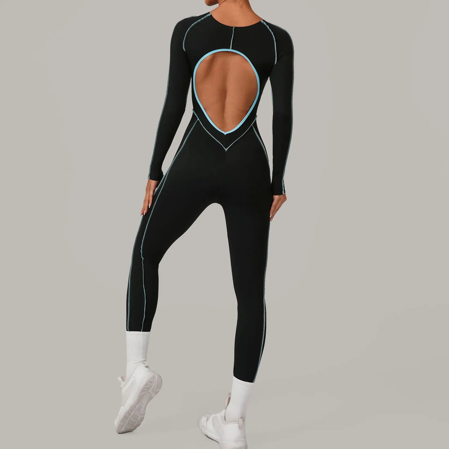 Mono de yoga sin costuras, pants, con línea de realce de cadera, sin espalda