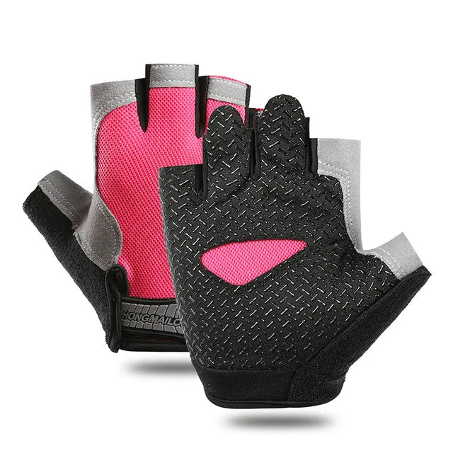 Guantes antideslizantes de medio dedo para hombres y mujeres.