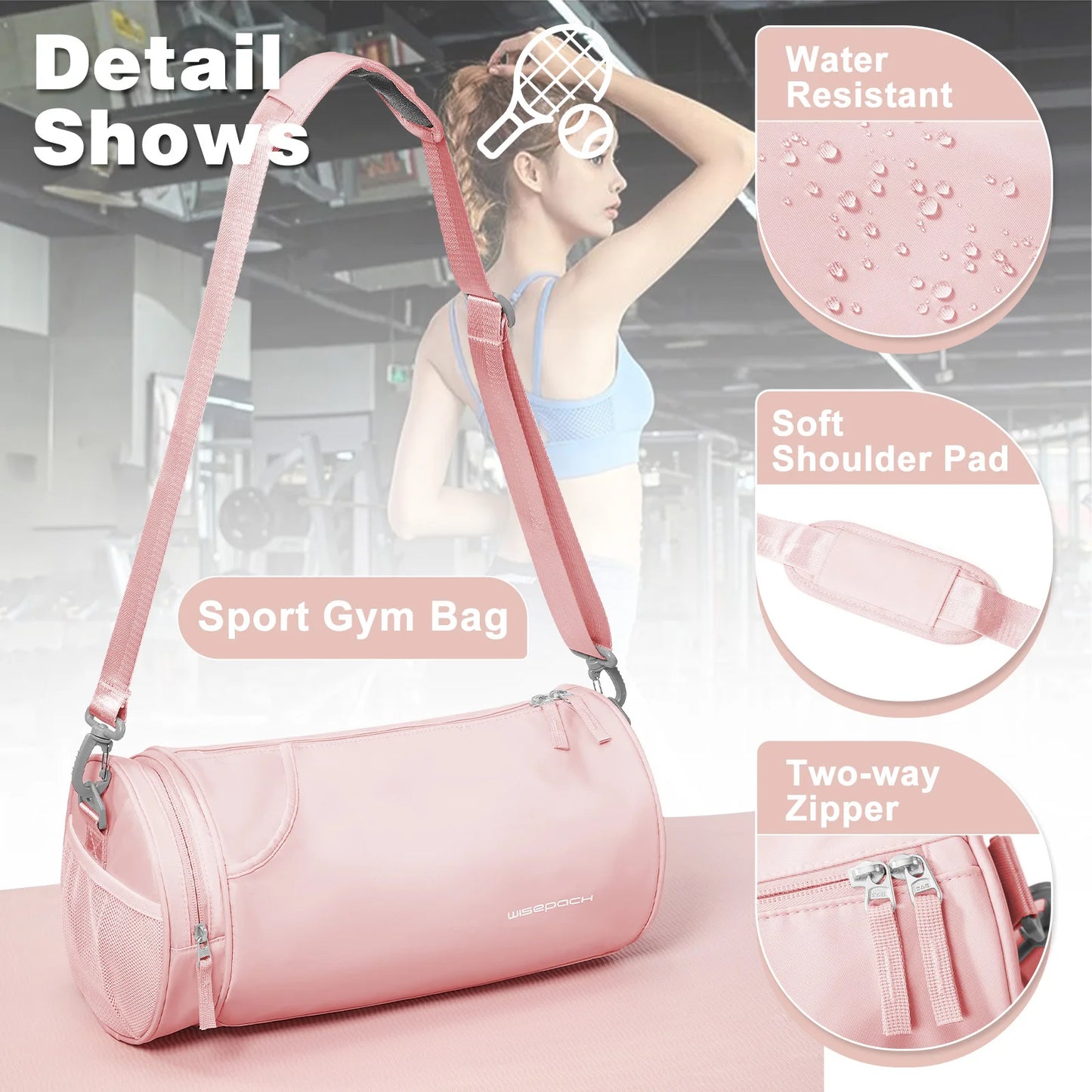 Bolsa de deporte para hombre y mujer adecuado para viaje y piscina