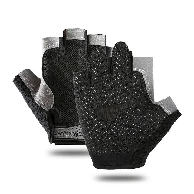 Guantes antideslizantes de medio dedo para hombres y mujeres.