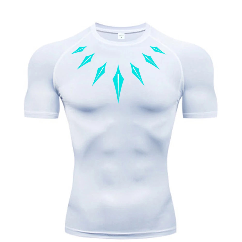 Camiseta de compresión de anime para hombre, para fitness y deporte