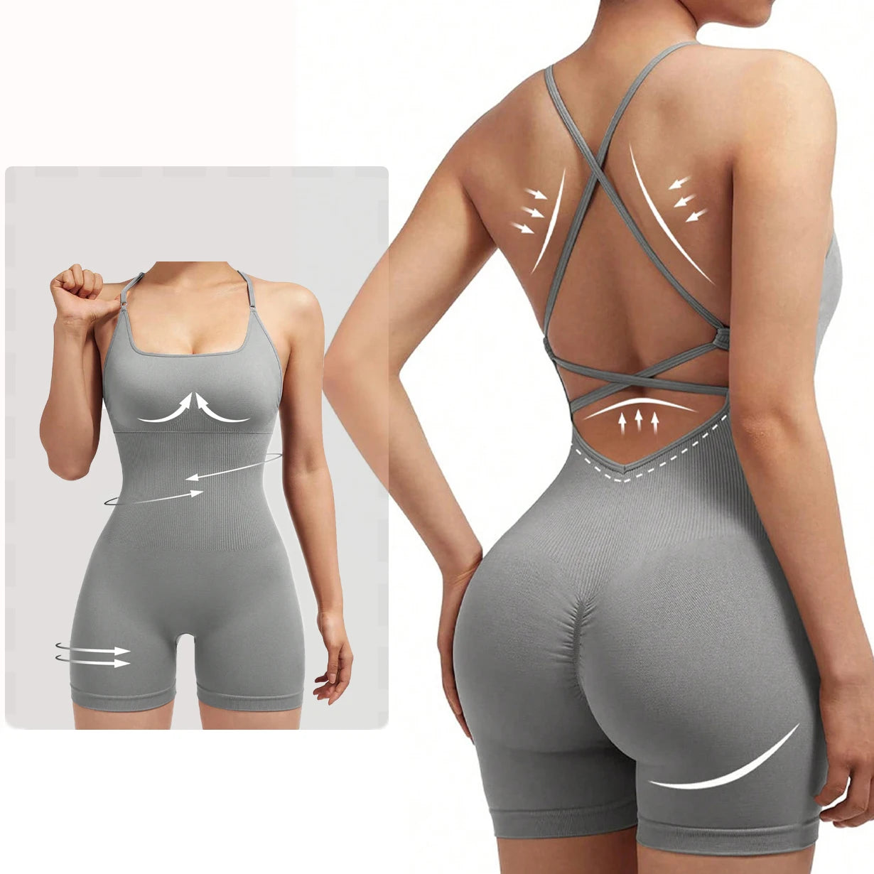 Mono deportivo sexy con espalda descubierta y cruzado