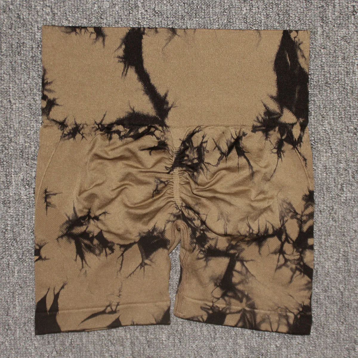 Shorts deportivos sin costuras con efecto tie-dye, push up, control de abdomen