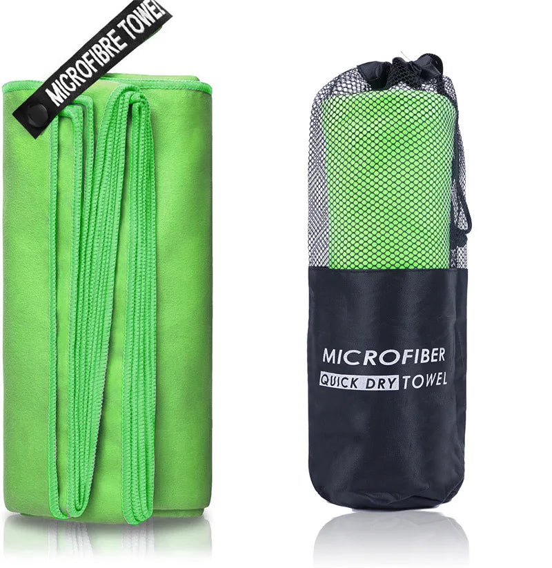 Toalla deportiva de secado rápido, 40 x 80/80 x 160 cm, azul, gris, verde y naranja, ideal para natación, gimnasio, fitness, camping, correr, playa.