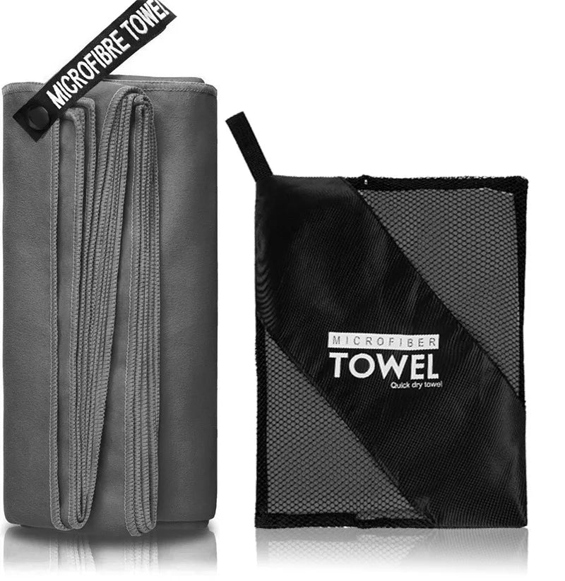 Toalla deportiva de secado rápido, 40 x 80/80 x 160 cm, azul, gris, verde y naranja, ideal para natación, gimnasio, fitness, camping, correr, playa.