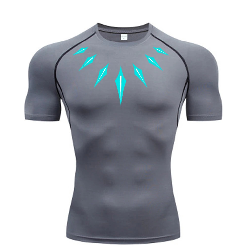 Camiseta de compresión de anime para hombre, para fitness y deporte