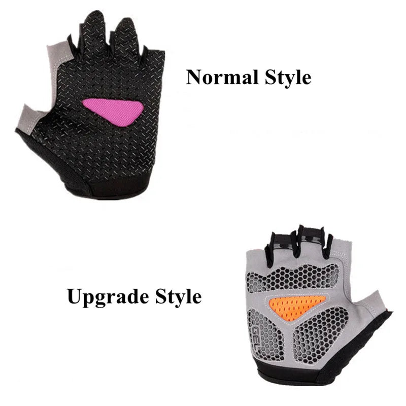 Guantes antideslizantes de medio dedo para hombres y mujeres.