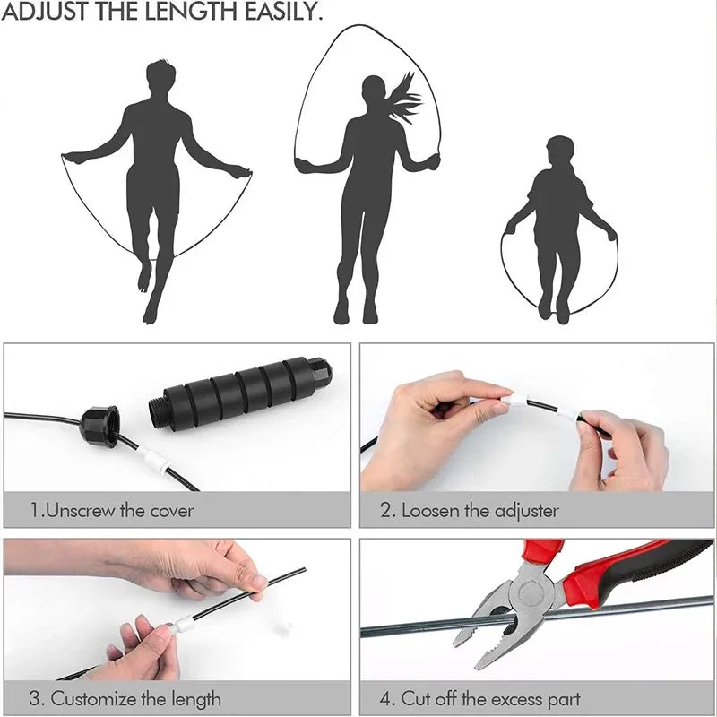 Cuerda para saltar con rodamientos de bolas, ajustable, con asas de espuma para entrenamientos en casa
