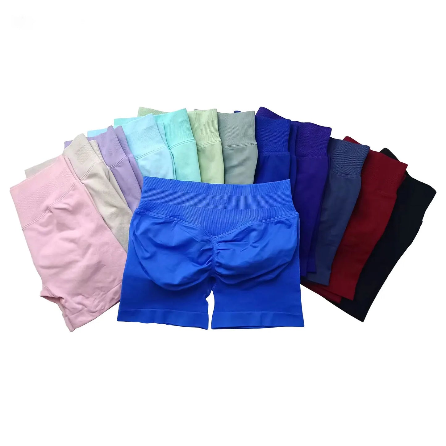 Shorts deportivos NCLAGEN de tiro bajo sin costuras, para gimnasio, correr, levanta glúteos