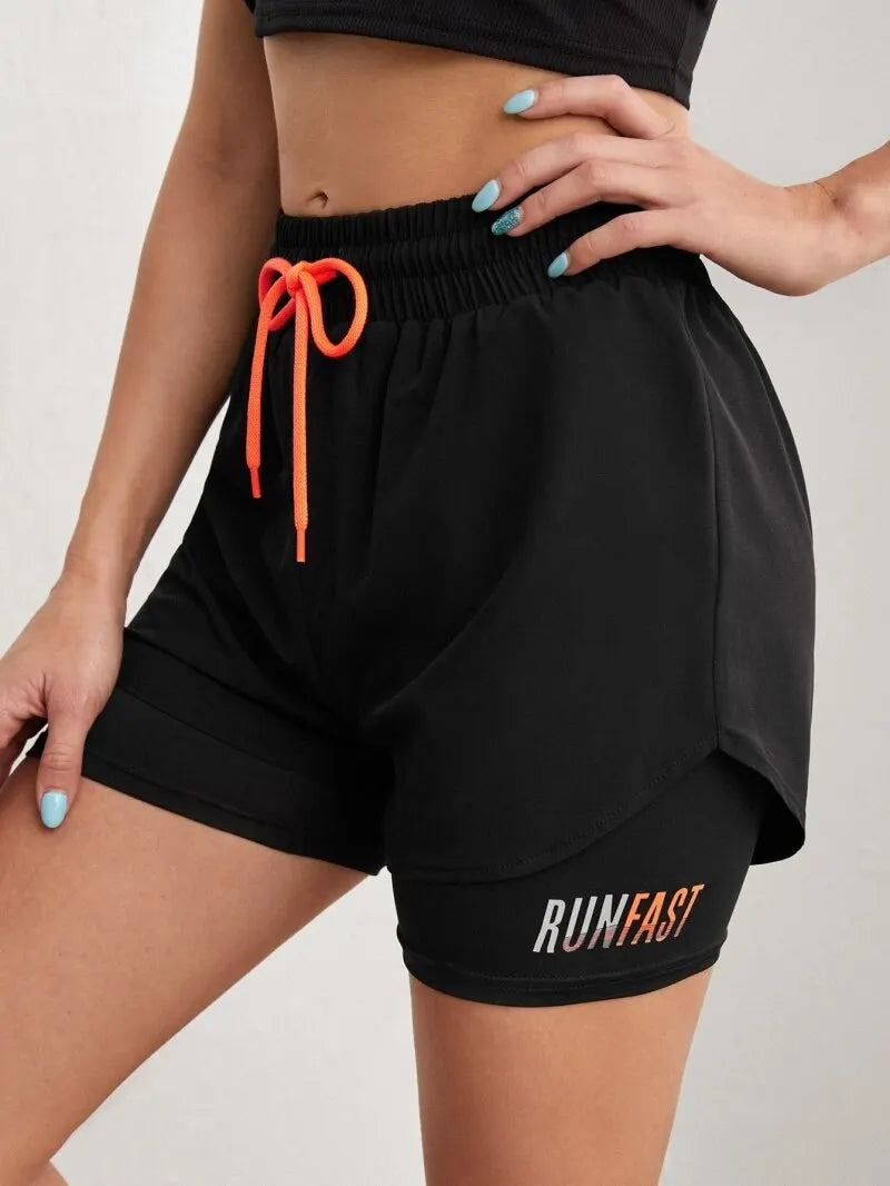 Shorts de tiro alto con control de proximidad elástico de dos piezas