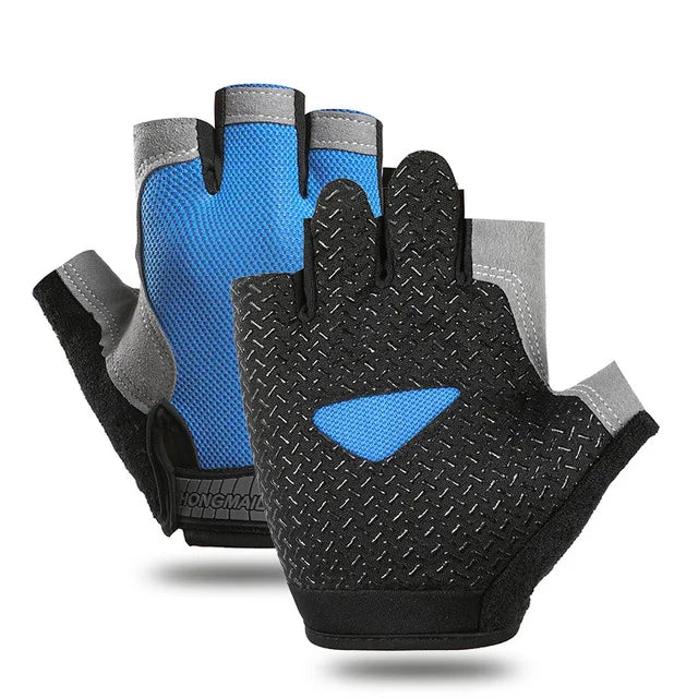 Guantes antideslizantes de medio dedo para hombres y mujeres.