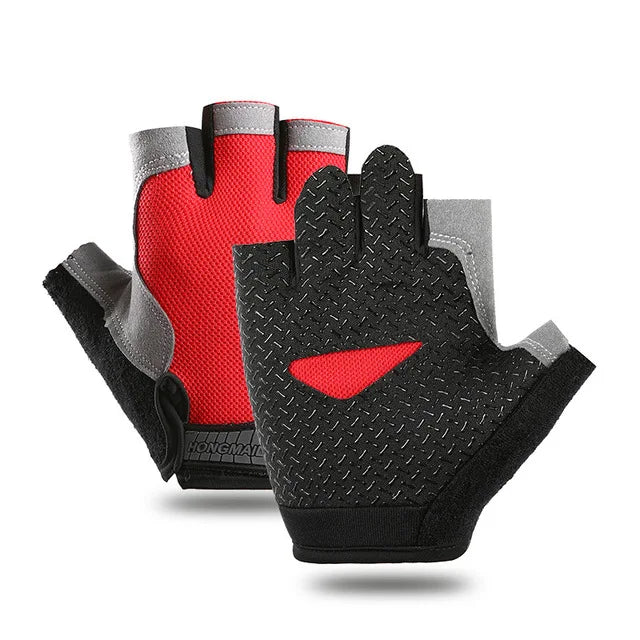 Guantes antideslizantes de medio dedo para hombres y mujeres.