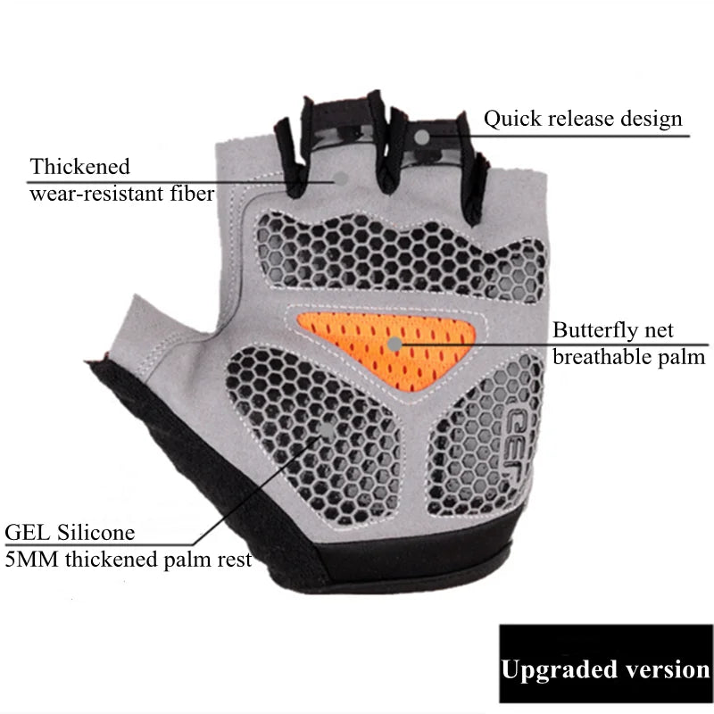 Guantes antideslizantes de medio dedo para hombres y mujeres.