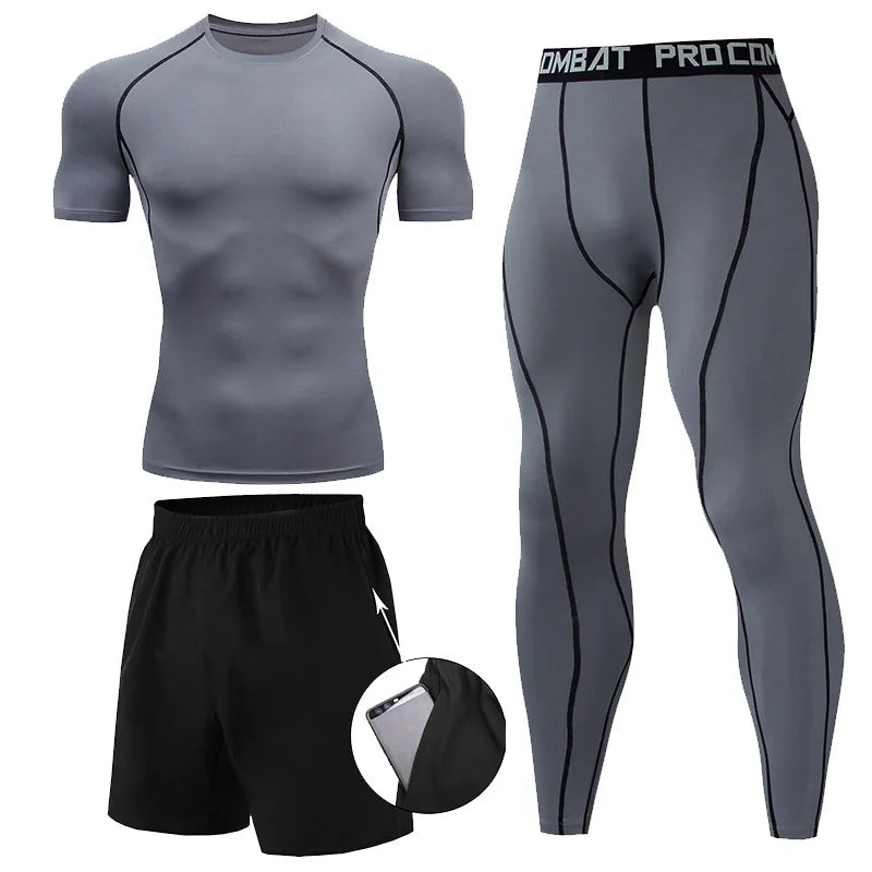 Conjunto de 2 o 3 piezas para boxeo, rashguard, MMA, camiseta de manga larga y manga corta