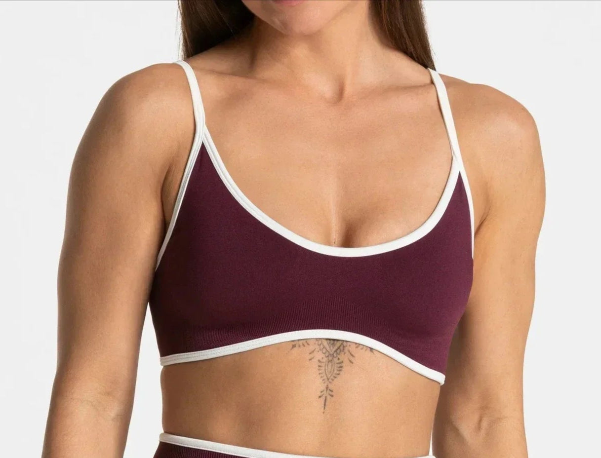 Sujetador deportivo de verano de color liso, sexy, sin espalda, de punto con tirantes