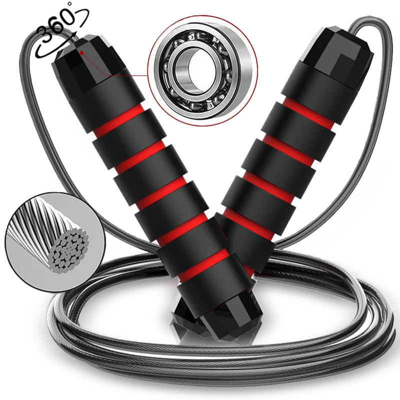 Cuerda para saltar con rodamientos de bolas, ajustable, con asas de espuma para entrenamientos en casa