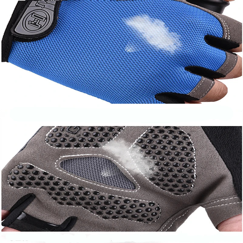 Guantes de gimnasio antideslizantes y transpirables, sin dedos, para culturismo, ejercicio, ciclismo, bicicleta