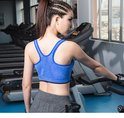 Sujetador deportivo con cremallera frontal para gimnasio, correr, entrenamiento, running