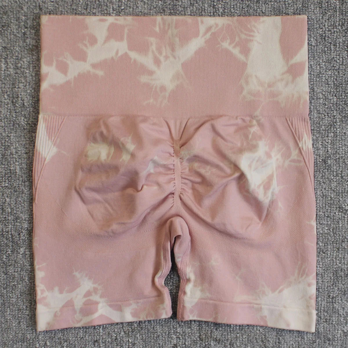 Shorts deportivos sin costuras con efecto tie-dye, push up, control de abdomen