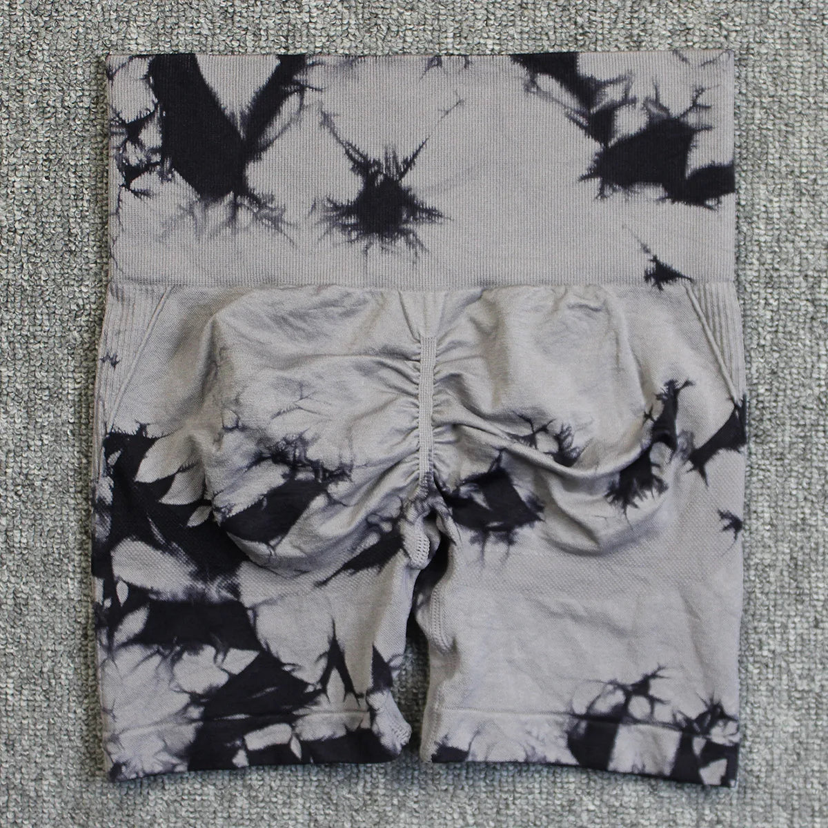 Shorts deportivos sin costuras con efecto tie-dye, push up, control de abdomen