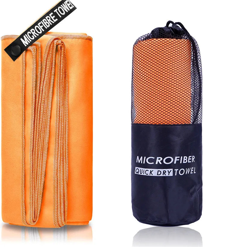 Toalla deportiva de secado rápido, 40 x 80/80 x 160 cm, azul, gris, verde y naranja, ideal para natación, gimnasio, fitness, camping, correr, playa.