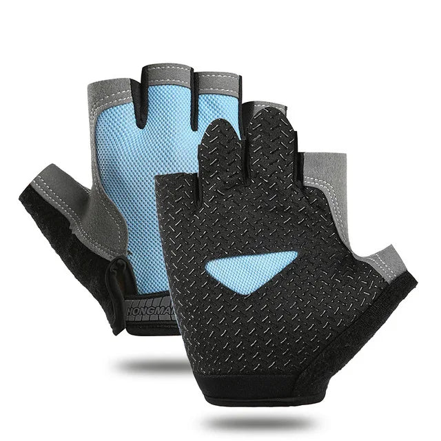 Guantes antideslizantes de medio dedo para hombres y mujeres.
