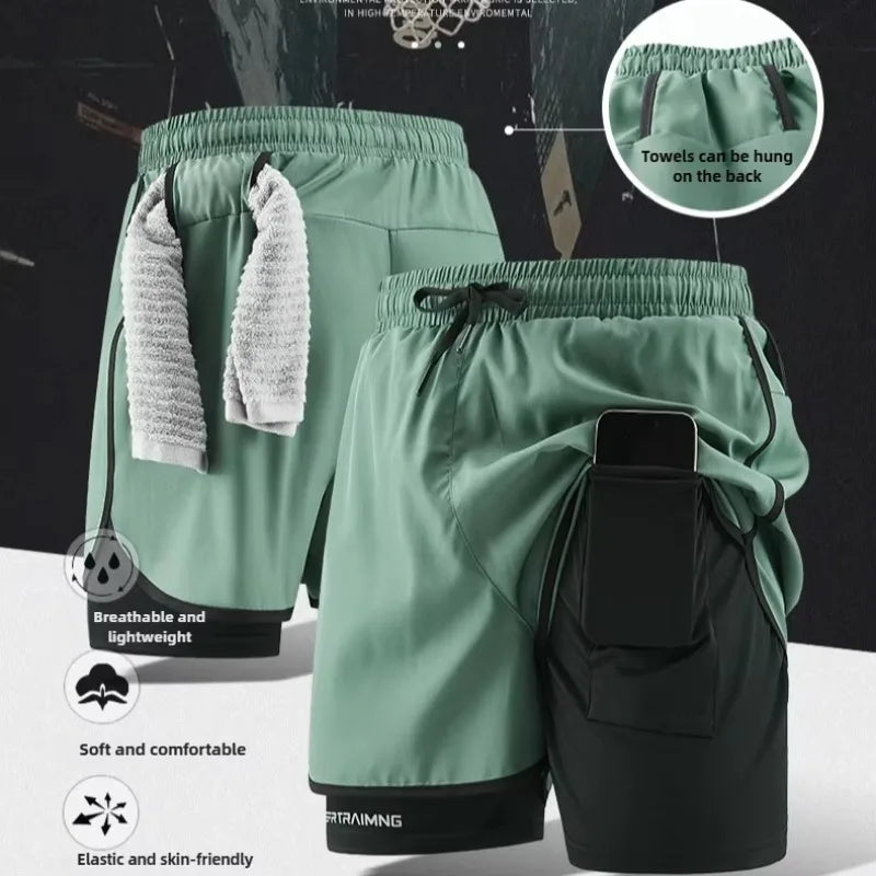 Shorts deportivos 2 en 1 para hombre