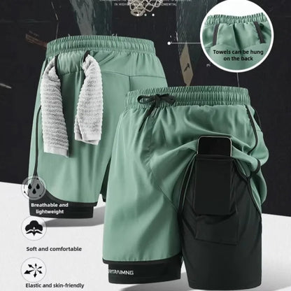 Shorts deportivos 2 en 1 para hombre
