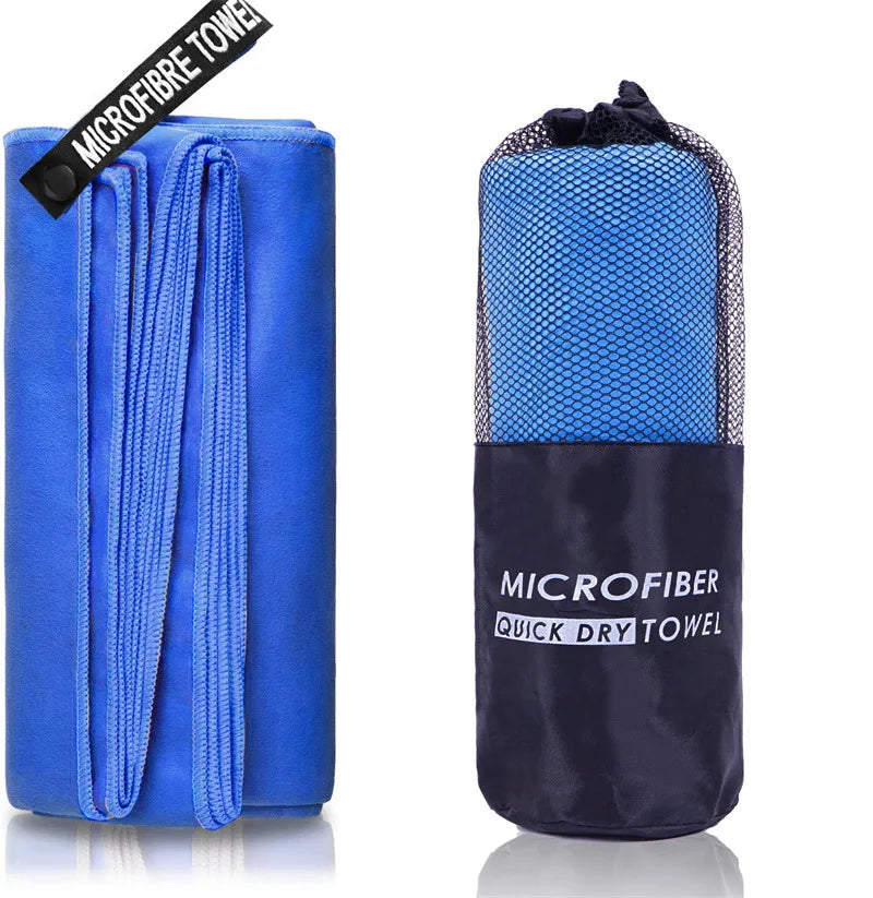 Toalla deportiva de secado rápido, 40 x 80/80 x 160 cm, azul, gris, verde y naranja, ideal para natación, gimnasio, fitness, camping, correr, playa.