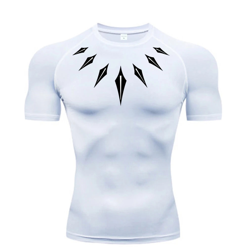 Camiseta de compresión de anime para hombre, para fitness y deporte
