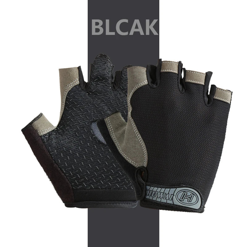 Guantes de gimnasio antideslizantes y transpirables, sin dedos, para culturismo, ejercicio, ciclismo, bicicleta