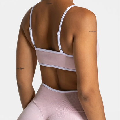 Sujetador deportivo de verano de color liso, sexy, sin espalda, de punto con tirantes