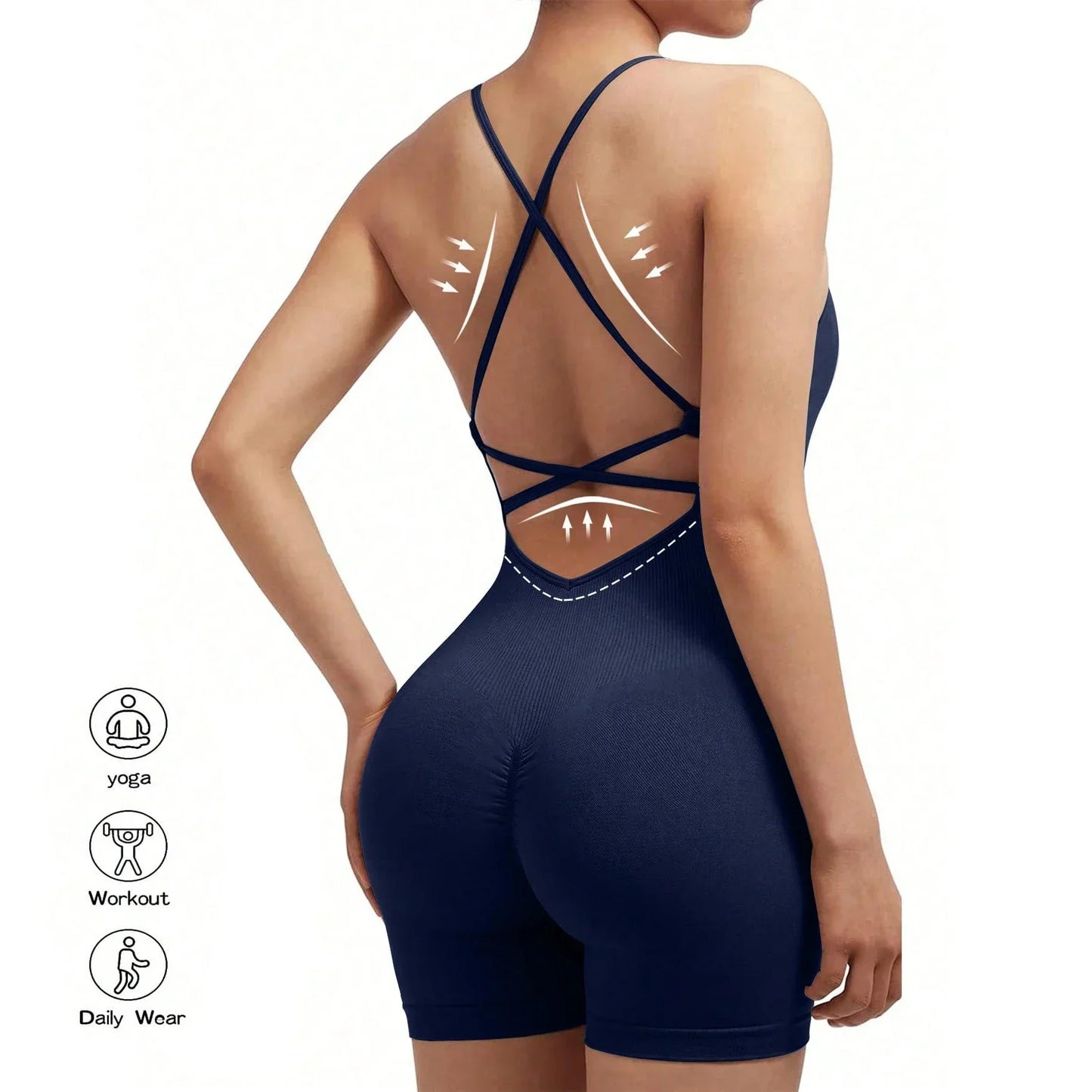 Mono deportivo sexy con espalda descubierta y cruzado