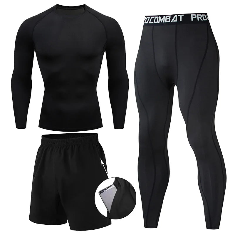 Conjunto de 2 o 3 piezas para boxeo, rashguard, MMA, camiseta de manga larga y manga corta