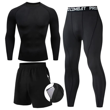 Conjunto de 2 o 3 piezas para boxeo, rashguard, MMA, camiseta de manga larga y manga corta