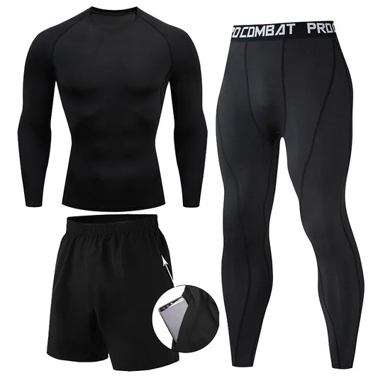 Conjunto de 2 o 3 piezas para boxeo, rashguard, MMA, camiseta de manga larga y manga corta