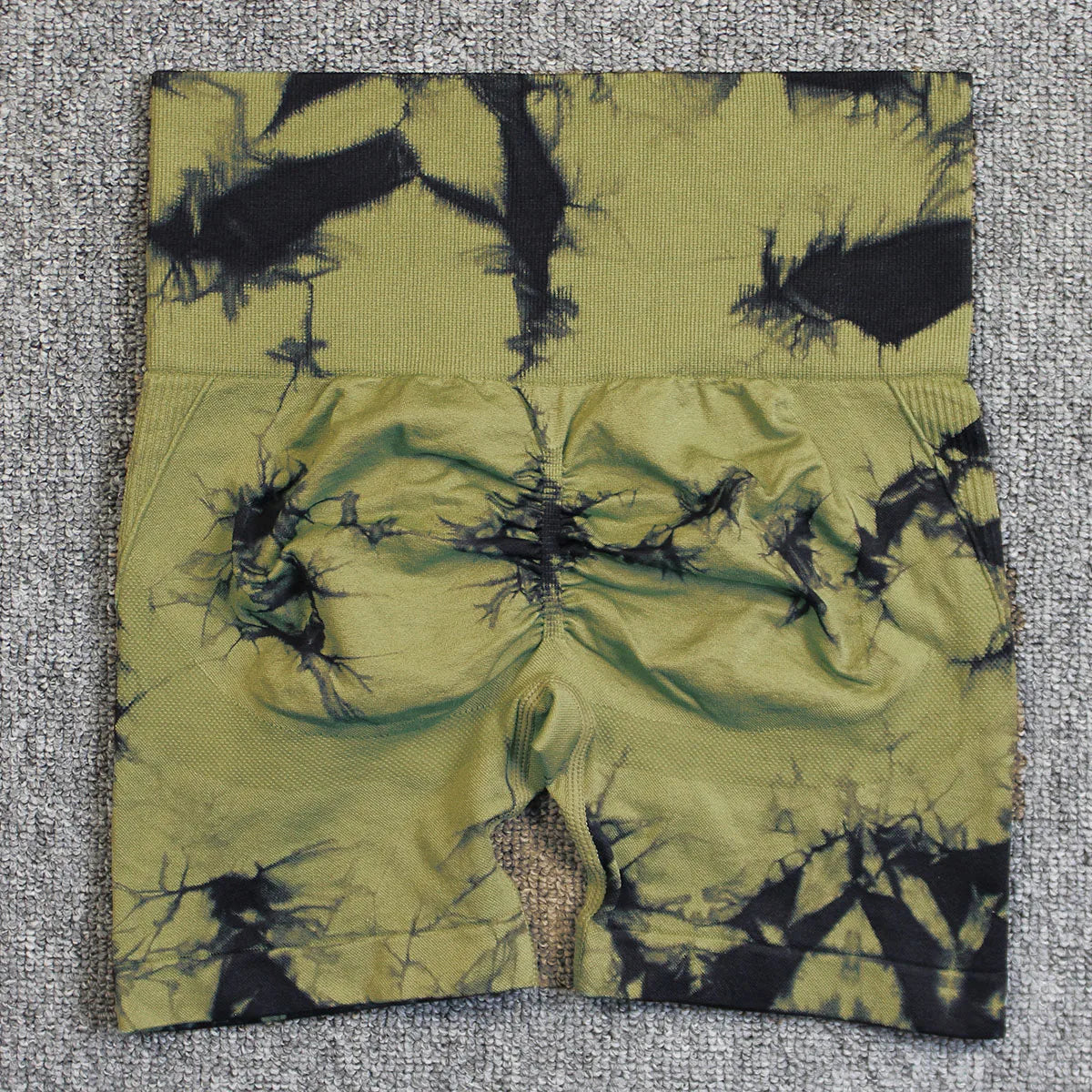 Shorts deportivos sin costuras con efecto tie-dye, push up, control de abdomen