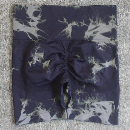 Shorts deportivos sin costuras con efecto tie-dye, push up, control de abdomen