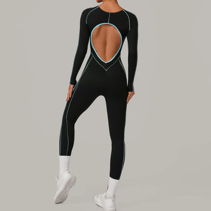 Mono de yoga sin costuras, pants, con línea de realce de cadera, sin espalda