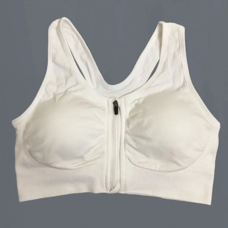 Sujetador deportivo con cremallera frontal para gimnasio, correr, entrenamiento, running