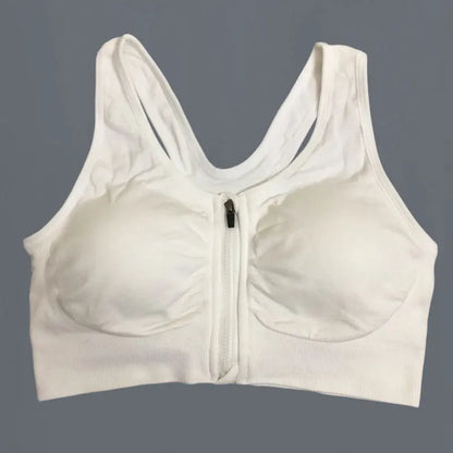 Sujetador deportivo con cremallera frontal para gimnasio, correr, entrenamiento, running