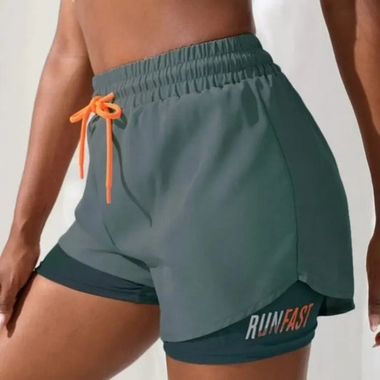 Shorts de tiro alto con control de proximidad elástico de dos piezas