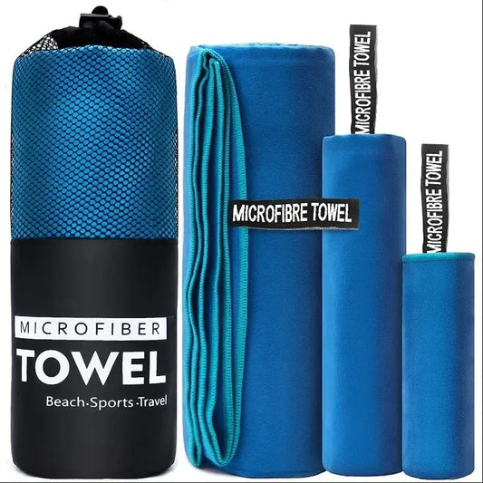 Toalla deportiva de secado rápido, 40 x 80/80 x 160 cm, azul, gris, verde y naranja, ideal para natación, gimnasio, fitness, camping, correr, playa.