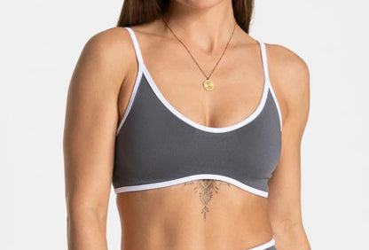 Sujetador deportivo de verano de color liso, sexy, sin espalda, de punto con tirantes