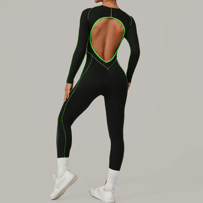 Mono de yoga sin costuras, pants, con línea de realce de cadera, sin espalda