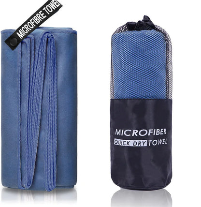 Toalla deportiva de secado rápido, 40 x 80/80 x 160 cm, azul, gris, verde y naranja, ideal para natación, gimnasio, fitness, camping, correr, playa.